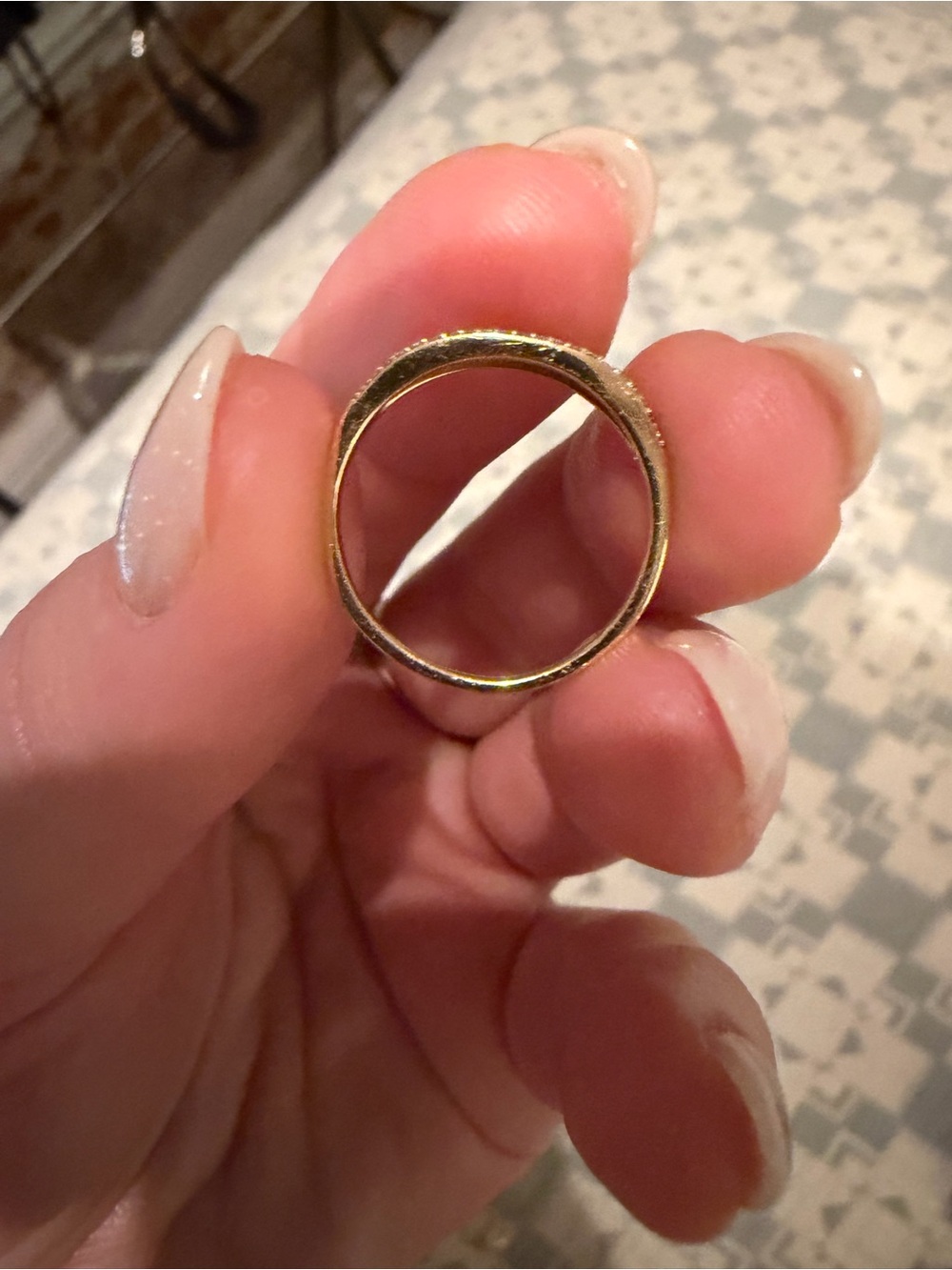 Gold Pave Diamond Slim Signet Ring - Picture 5 of 7